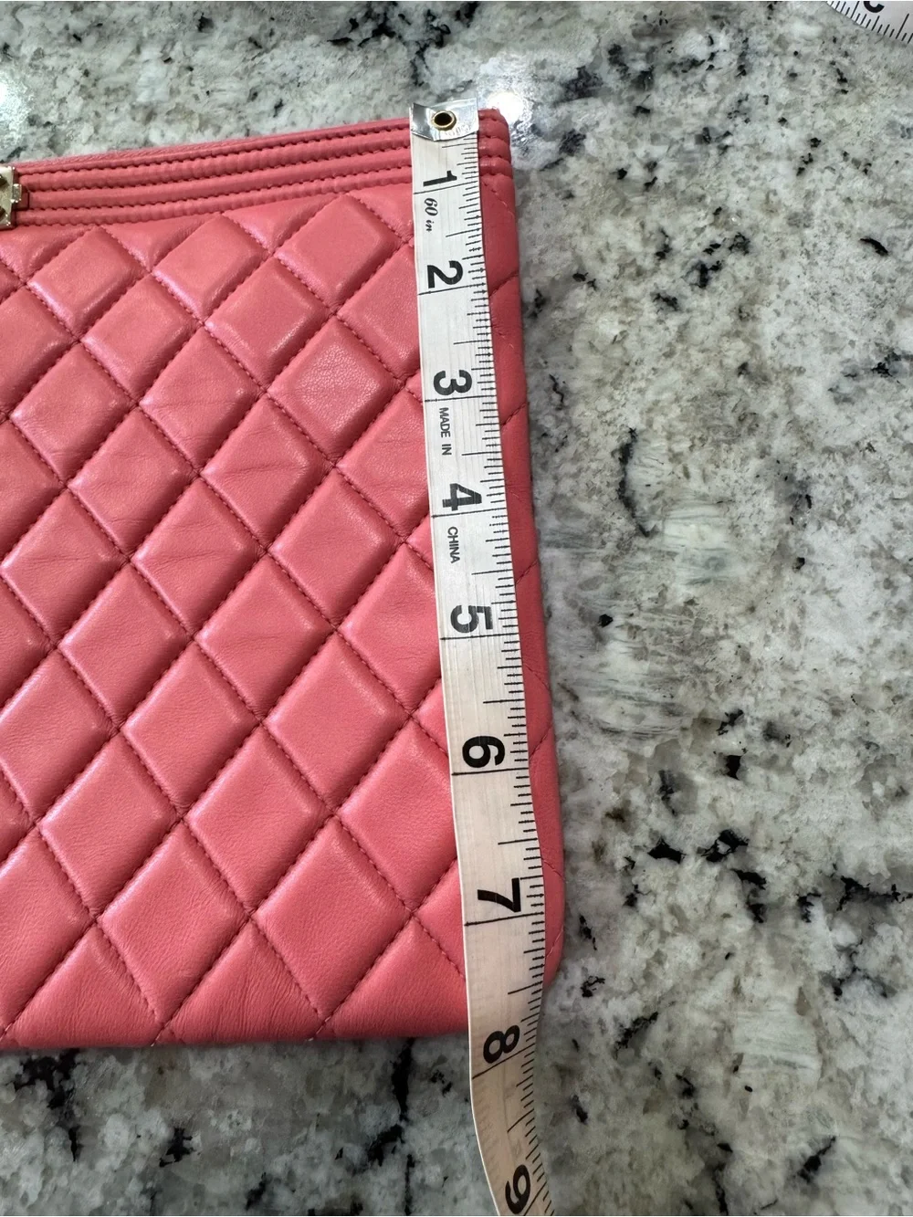 Rare Chanel Boy Quilted Lambskin Clutch in Coral